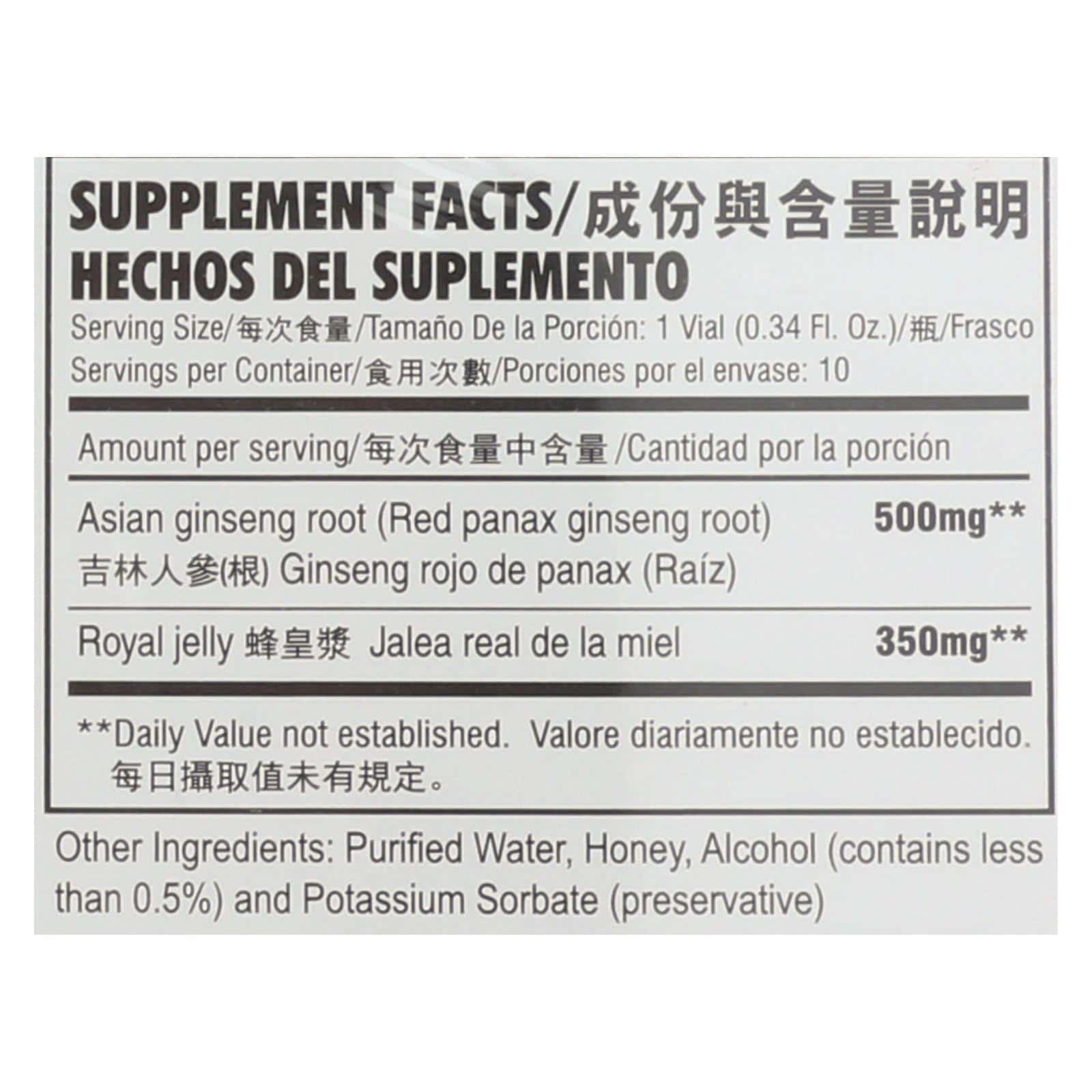 Prince of Peace Red Ginseng - Royal Jelly - 10 cc - 10 Count