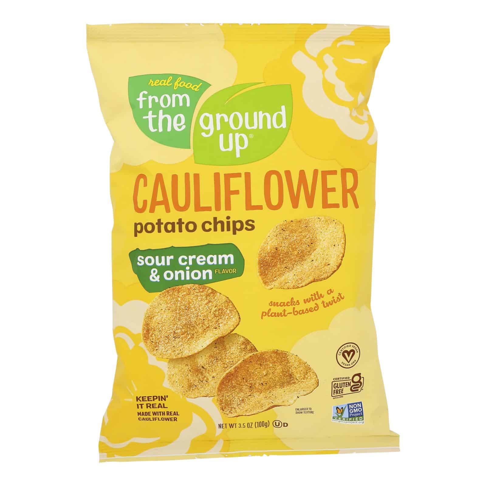 From the Ground Up Sour Cream & Onion Cauliflower Chips - Case of 12 - 3.5 OZ