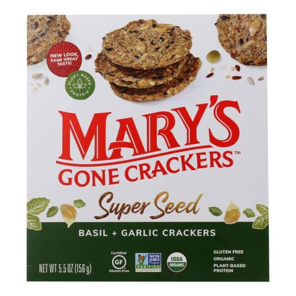 Mary's Gone Crackers Super Seed - Basil$ Garlic - Case of 6 - 5.5 oz. - Image 2