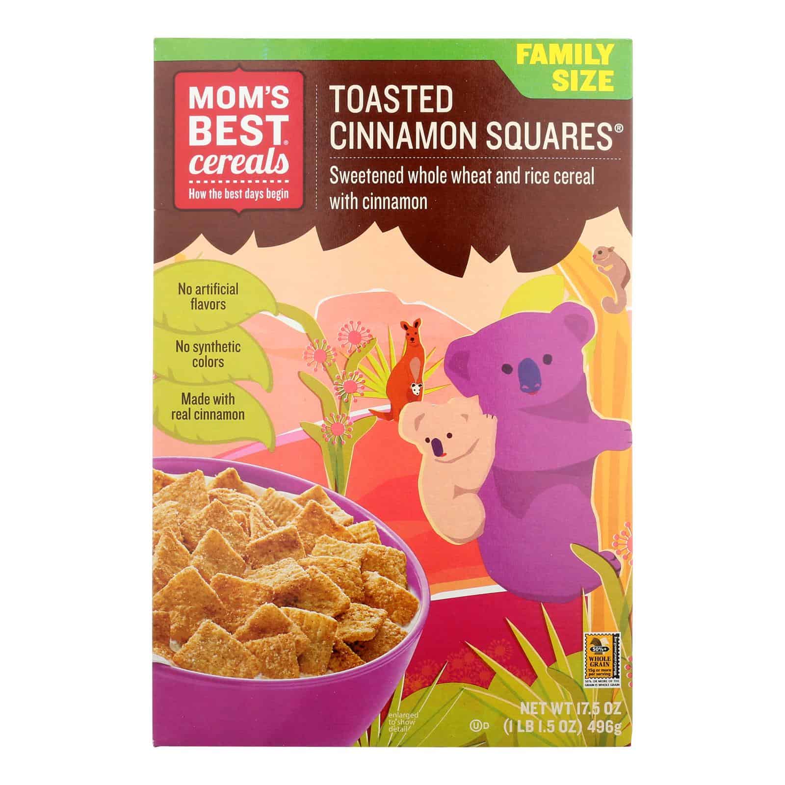 Mom's Best Naturals Toasted Cinnamon Squares - Case of 14 - 17.5 oz. - Image 2