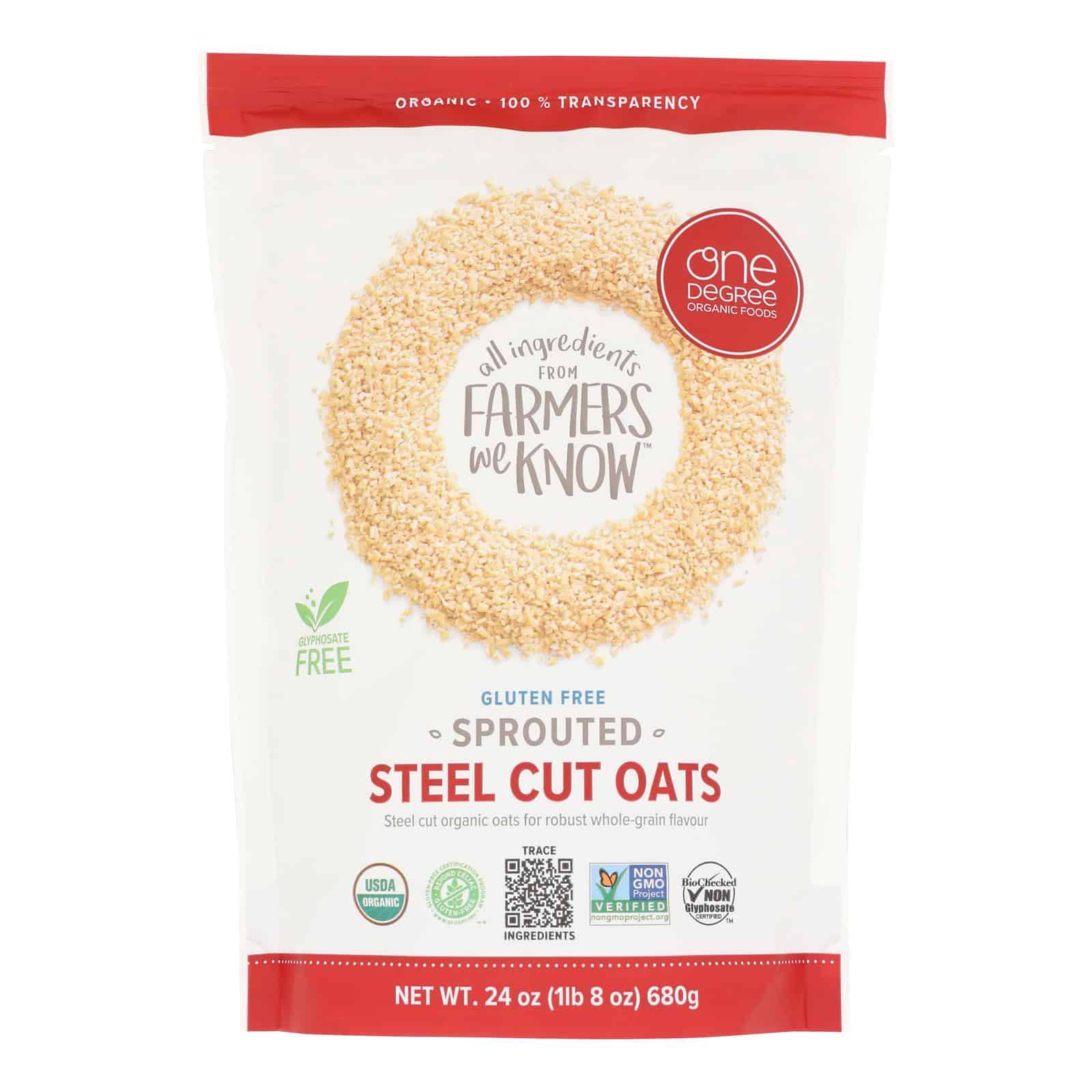 One Degree Organic Foods Organic Steel Cut Oats - Sprouted - Case of 4 - 24 oz