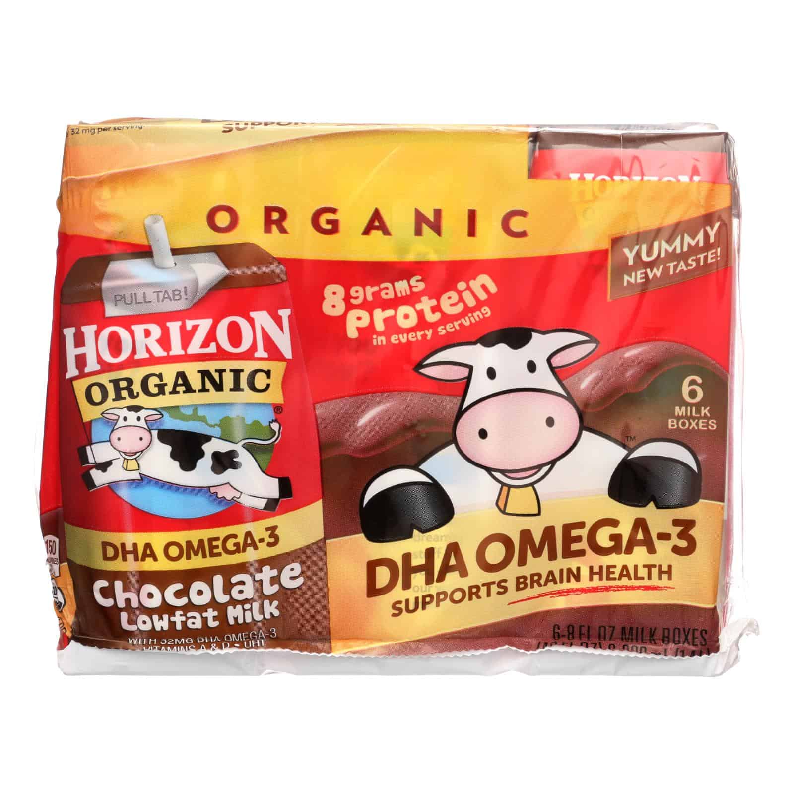 Horizon Organic Dairy Milk - Organic - 1 Percent - Lowfat - Box - Chocolate - plus DHA Omega-3 - 6/8 oz - case of 3 - Image 2