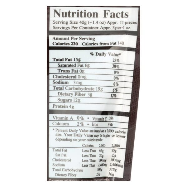 Next Organics Cashews, Dark Chocolate  - Case of 6 - 4 OZ