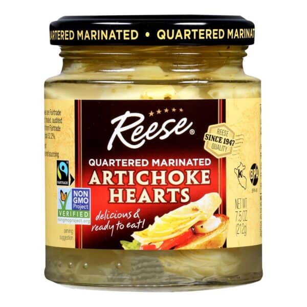 Reese Marinated Artichoke Hearts - Quartered - Case of 12 - 7.5 oz. - Image 2