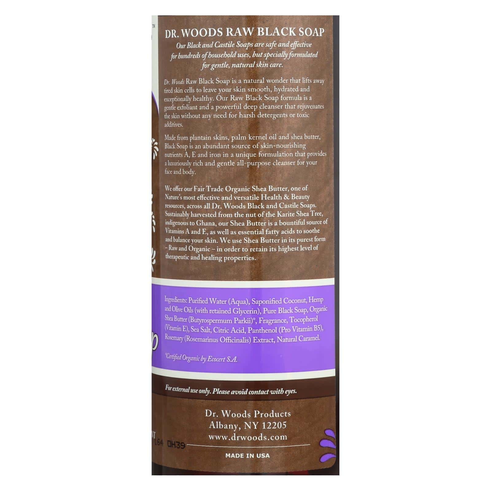 Dr. Woods Shea Vision Pure Black Soap with Organic Shea Butter - 16 fl oz - Image 2