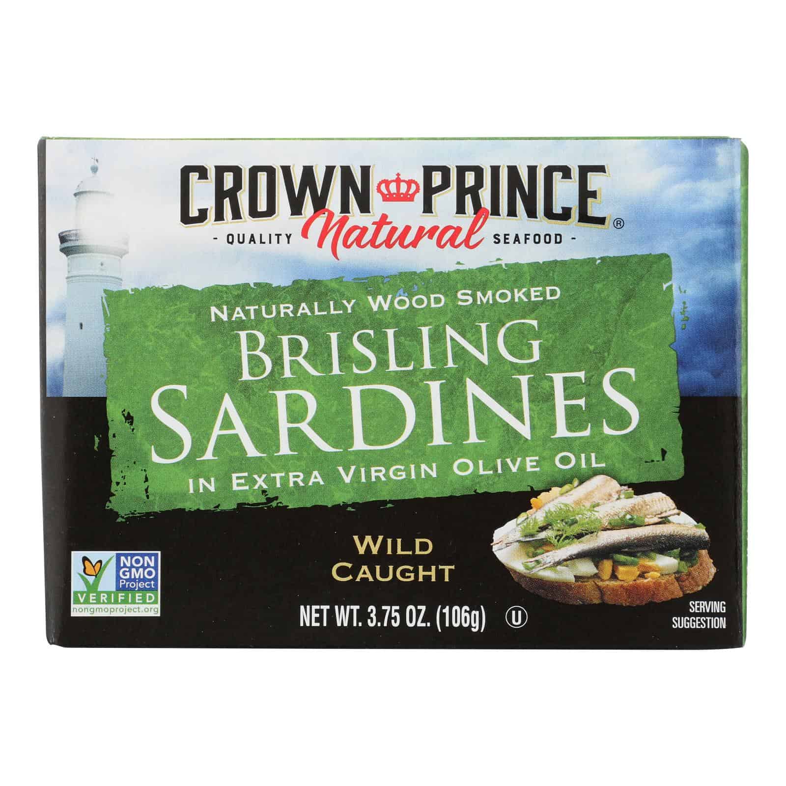 Crown Prince Brisling Sardines In Extra Virgin Olive Oil - Case of 12 - 3.75 oz. - Image 2