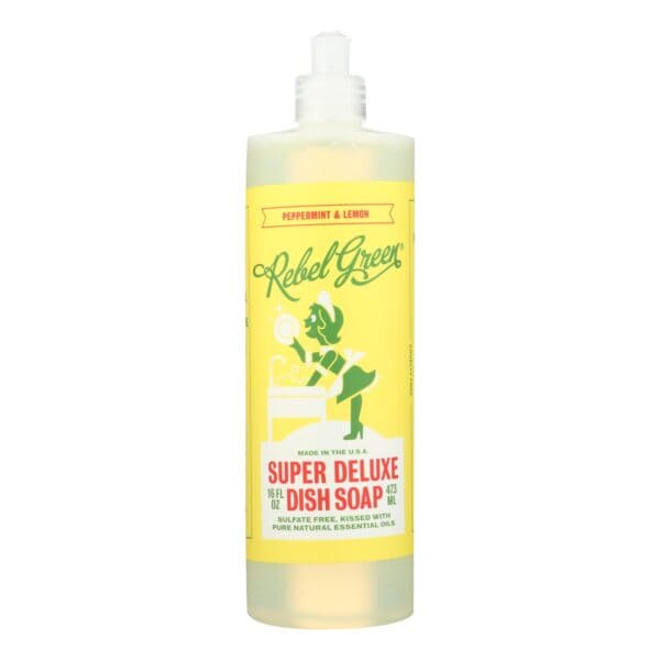 Rebel Green Dish Soap - Peppermint and Lemon - Deluxe - Case of 4 - 16 fl oz - Image 2