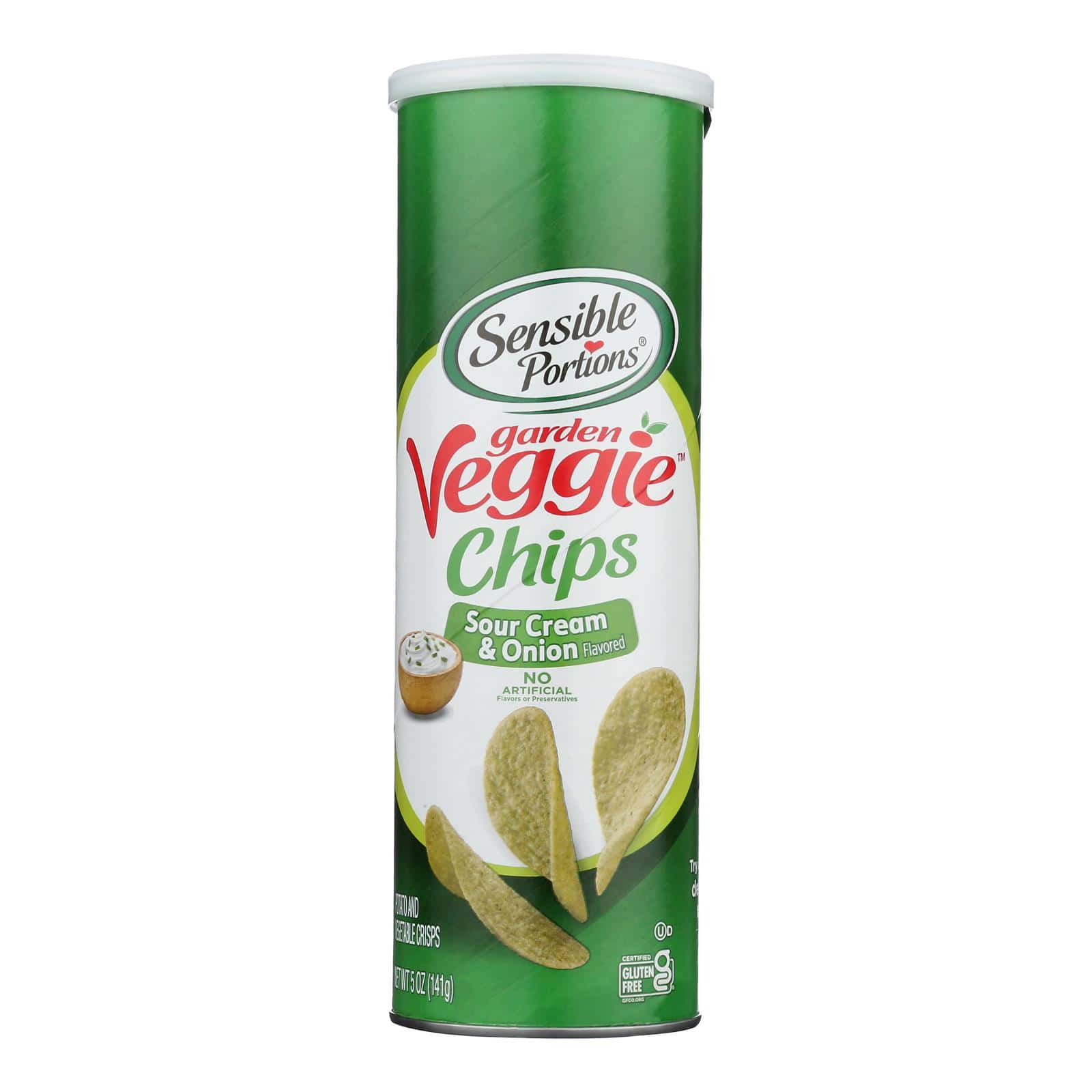 Sensible Portions Sour Cream & Onion Garden Veggie Chips In A Canister - Case of 12 - 5 OZ