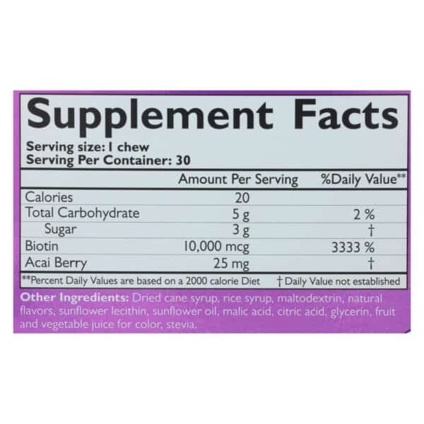 Neocell Laboratories Biotin Bursts - Chewable - Acai Berry - 30 Count - Image 2