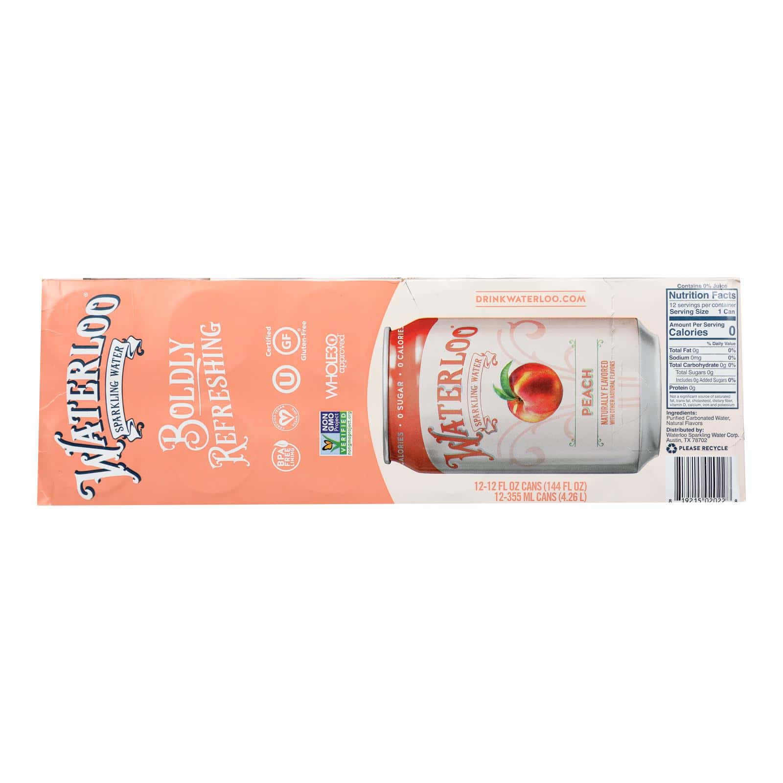Waterloo - Sparkling Water Peach - Case of 2-12/12 FZ - Image 2