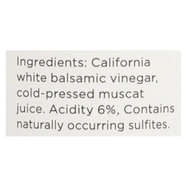 O Olive Oil California White Balsamic Vinegar - Case of 6 - 10.1 FZ