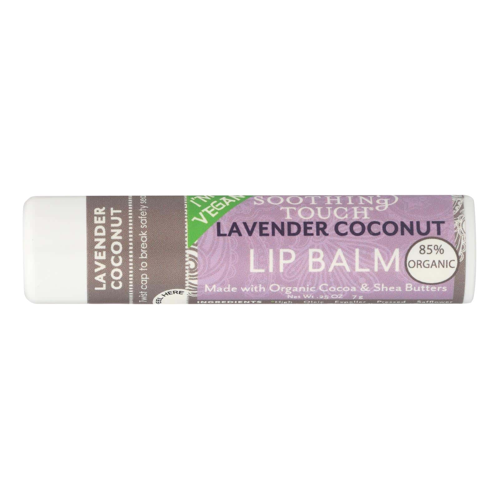 Soothing Touch Lavender Coconut Vegan Lip Balm - Case of 12 - .25 OZ