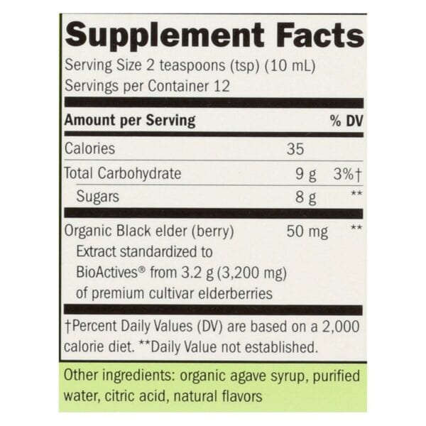 Nature's Way - Organic Sambucus For Kids - Elderberry Syrup - 4 fl oz - Image 2