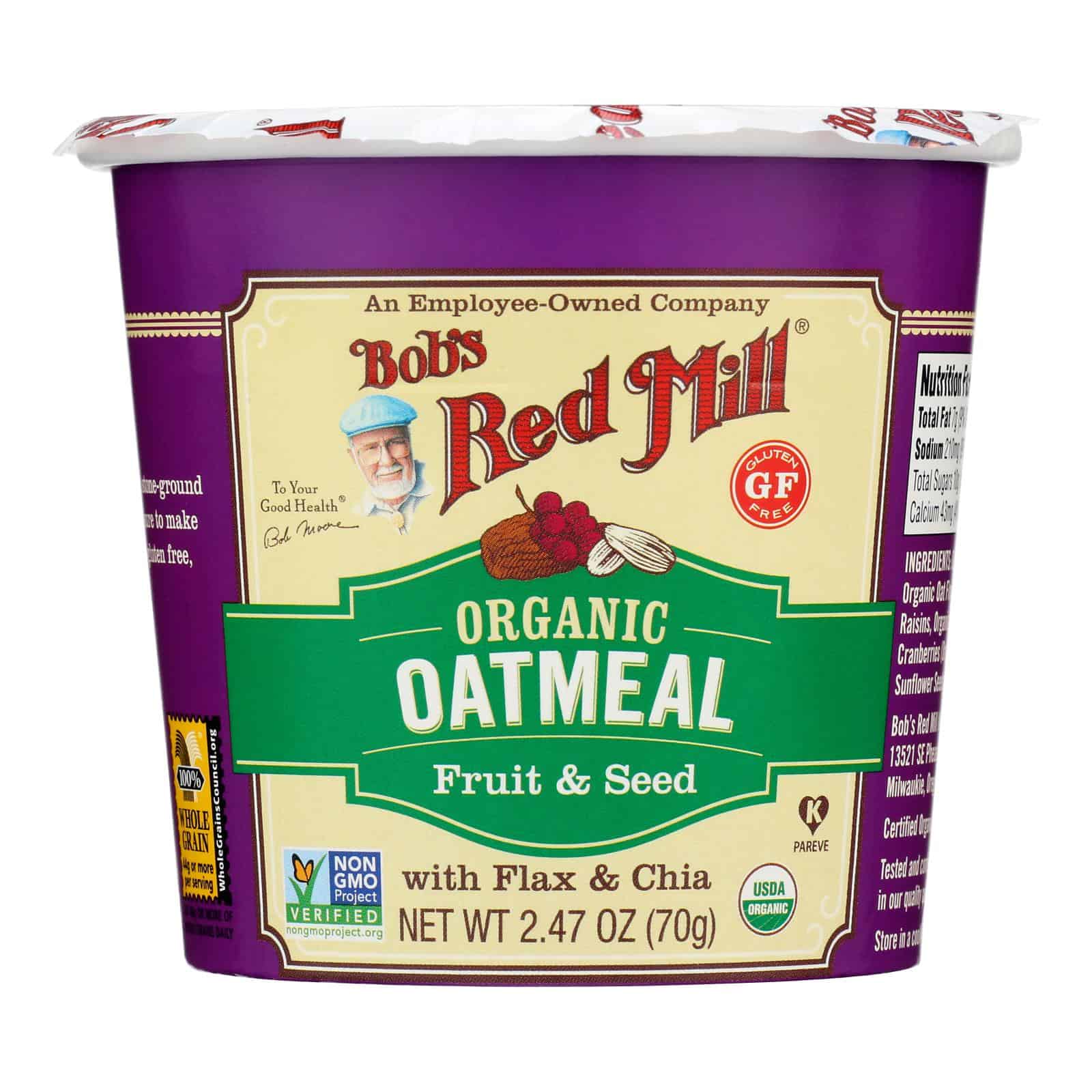 Bob's Red Mill - Oatmeal Cup - Organic Fruit and Seed - Gluten Free - Case of 12 - 2.47 oz