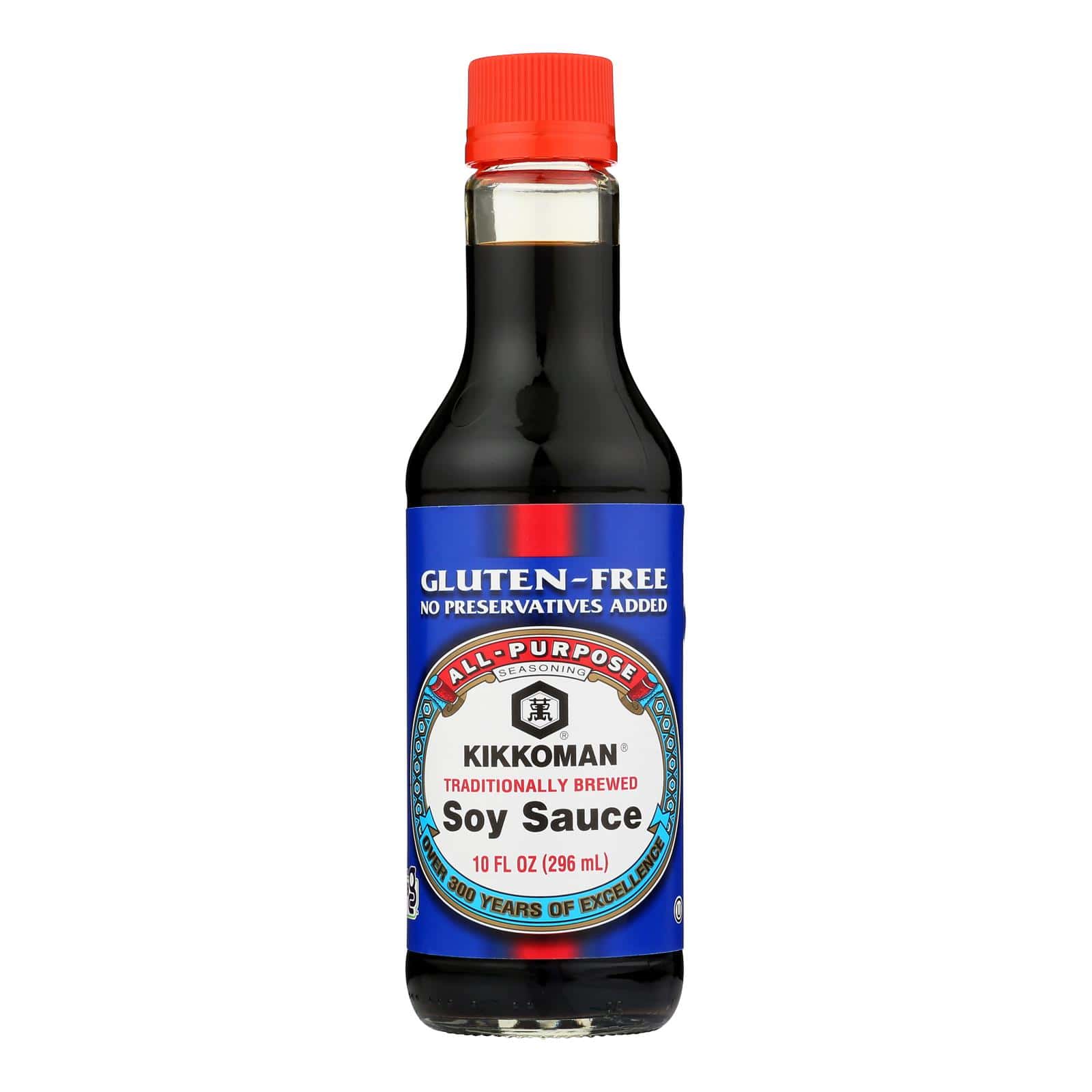 Kikkoman Soy Sauce - Gluten Free - Case of 6 - 10 Fl oz.
