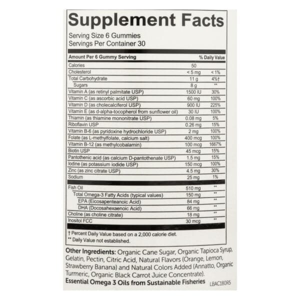 SmartyPants All-in-One Multivitamin Plus Omega 3 Plus Vitamin D Gummies - 180 Pack - Image 2