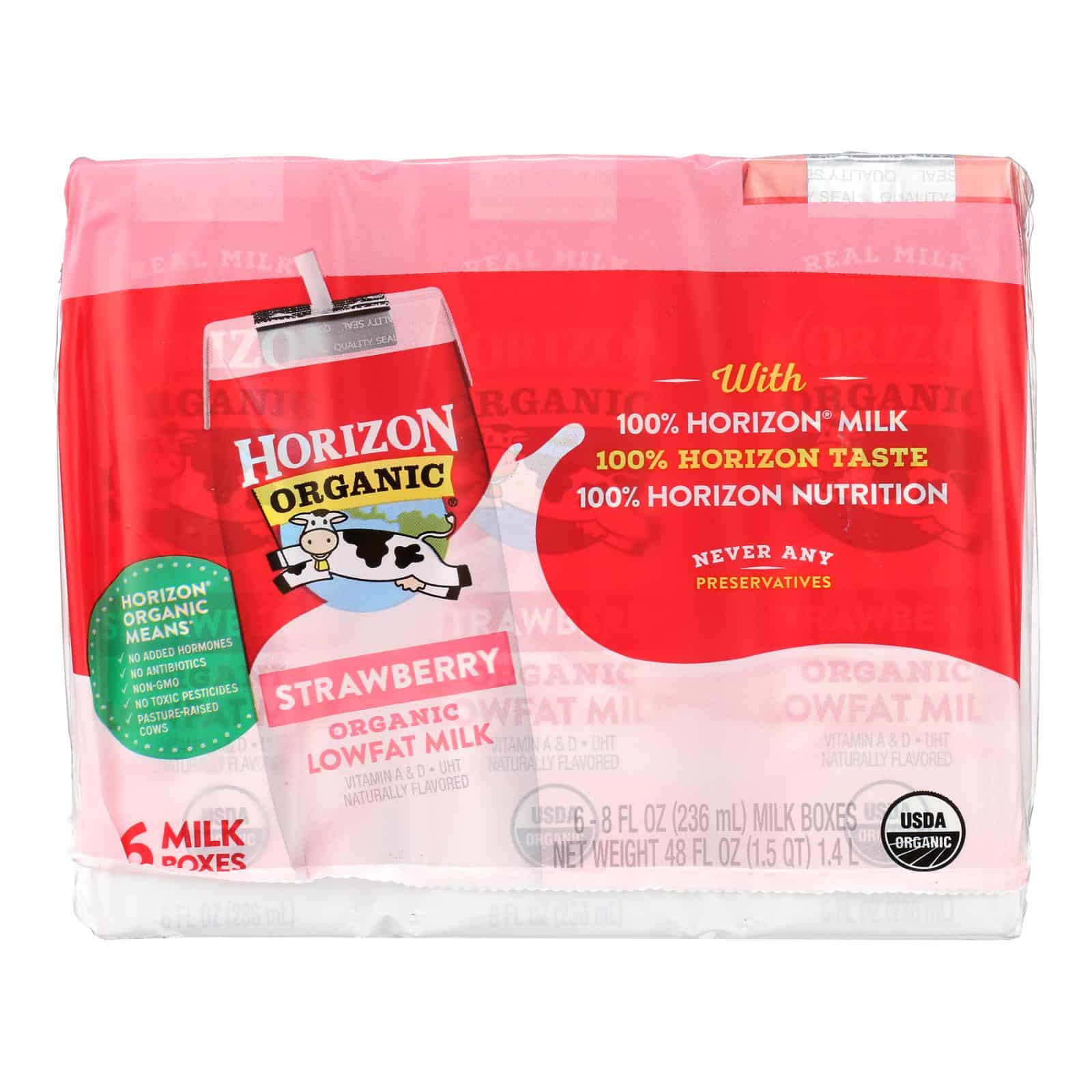 Horizon Organic Dairy Low-fat Milk - Strawberry - Case of 3 - 8 Fl oz. - Image 2