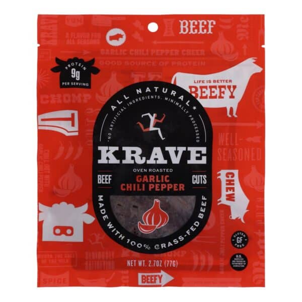 Krave Beef Jerky - Garlic Chili Pepper - Case of 8 - 2.7 oz - Image 2