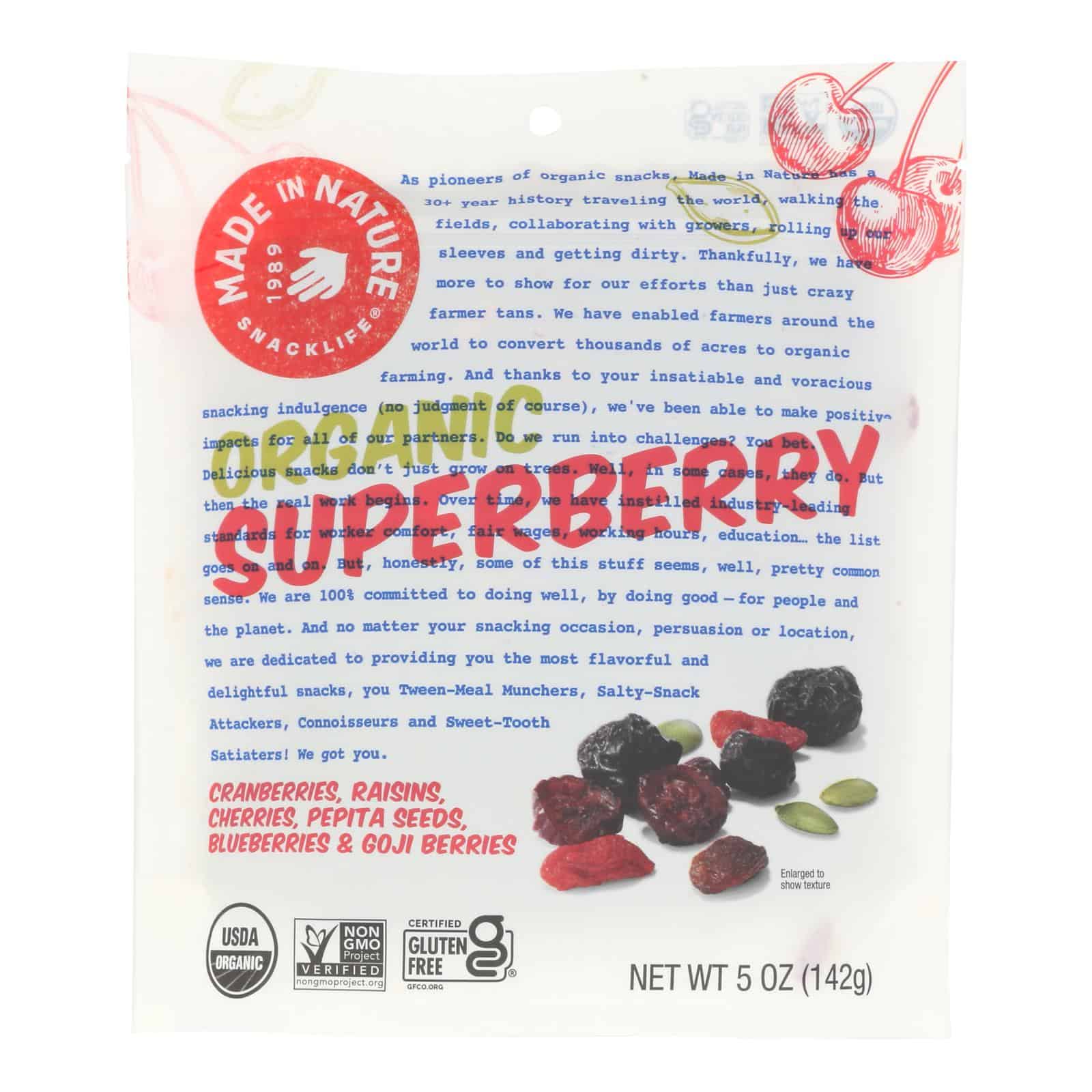 Made In Nature Fruit Fusion Superberry Blast Organic Dried Fruit & Seeds - Case of 6 - 5 OZ - Image 3
