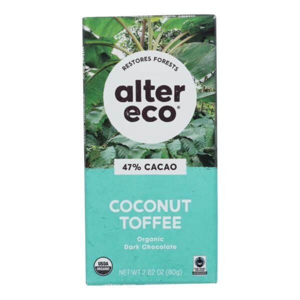 Alter Eco Americas Organic Chocolate Bar - Dark Coconut Toffee - 2.82 oz Bars - Case of 12 - Image 2