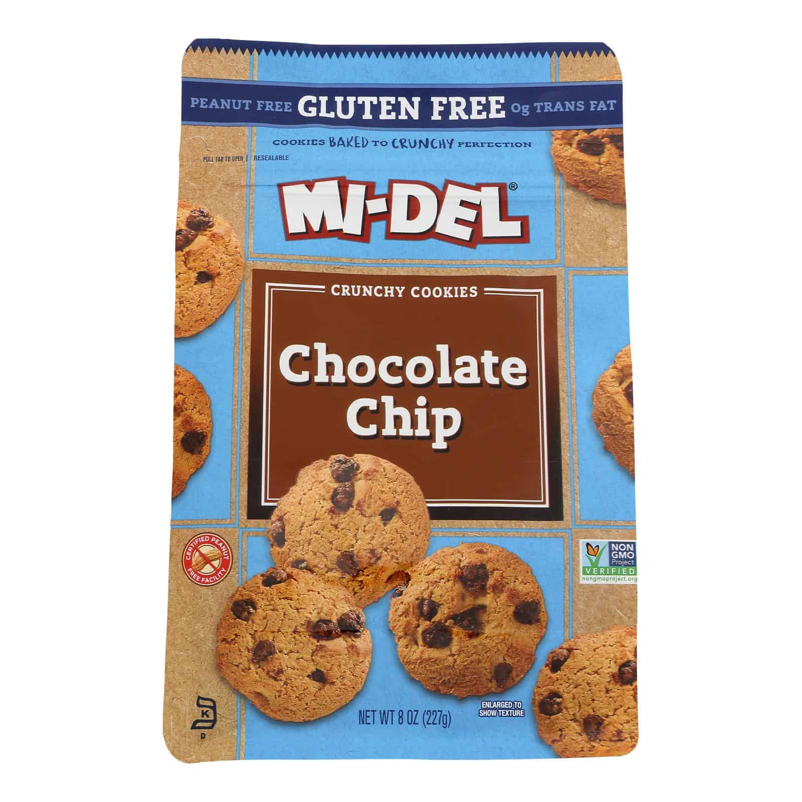 Mi-Del's Gluten-Free Chocolate Chip Crunchy Cookies - Case of 8 - 8 OZ