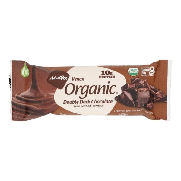 NuGo Nutrition Bar - Organic Double Dark Chocolate - 1.76 oz - Case of 12 - Image 2
