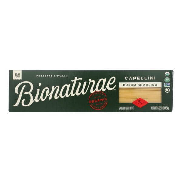 Bionaturae Capellini - Durum Semolina - Case of 12 - 16 oz.