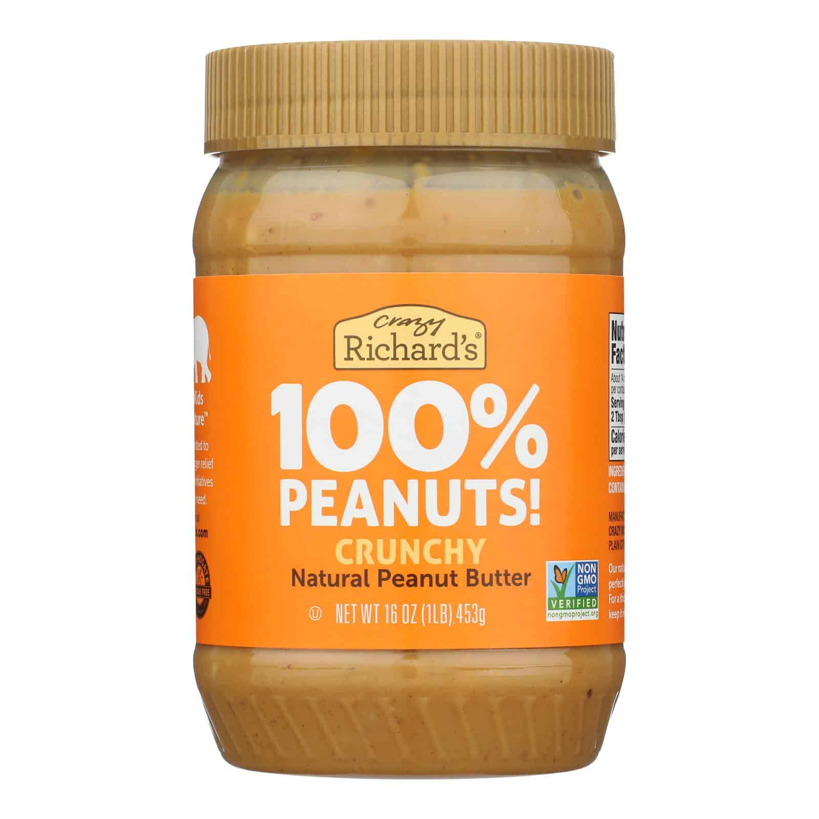 Crazy Richard's All-Natural Crunchy Peanut Butter - Case of 12 - 16 OZ