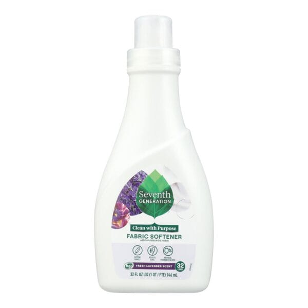 Seventh Generation Natural Liquid Fabric Softener - Blue Eucalyptus and Lavender - Case of 6 - 32 Fl oz.