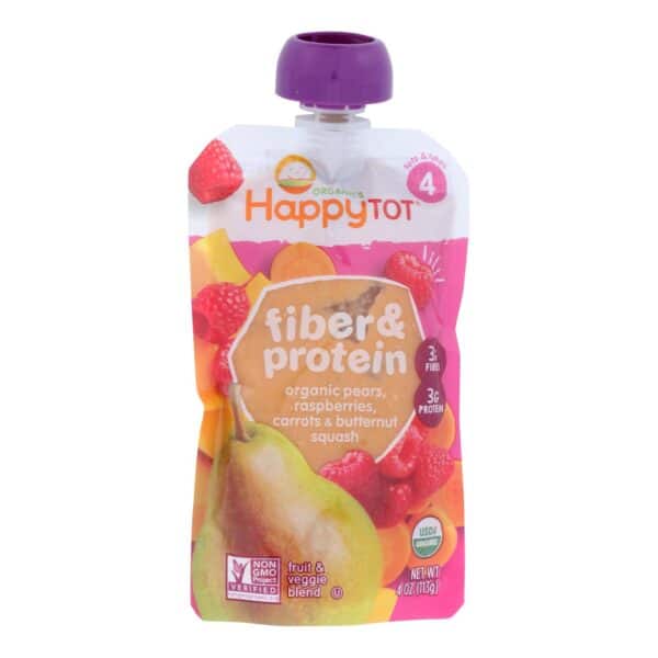 Happy Tot Toddler Food - Organic - Fiber and Protein - Stage 4 - Pear Raspberry Butternut Squash and Carrot - 4 oz - case of 16 - Image 2