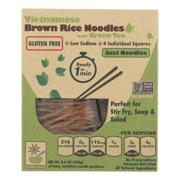 Star Anise Foods Noodles - Brown Rice - Vietnamese - with Organic Green Tea - 8.6 oz - case of 6 - Image 2