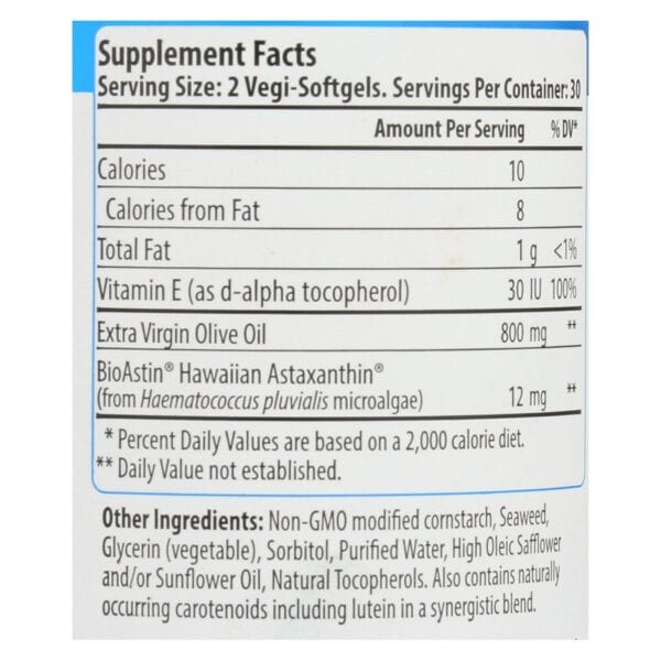 Nutrex Hawaii BioAstin Supreme - 6 mg - 60 Vegetarian Softgels - Image 2