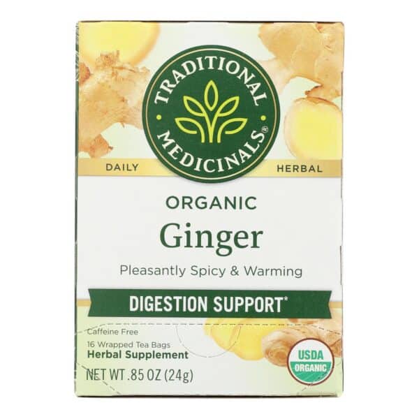 Traditional Medicinals Organic Ginger Herbal Tea - 16 Tea Bags - Case of 6