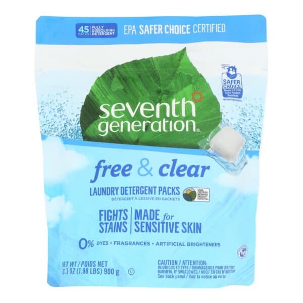 Seventh Generation Laundry Detergent - Packs - Case of 8 - 45 count