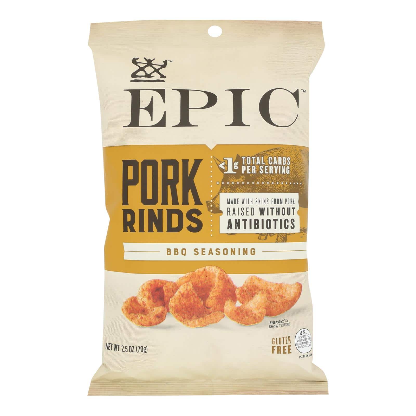 Epic - Pork Rinds - Texas Bbq Seasoning - Case of 12 - 2.5 oz.