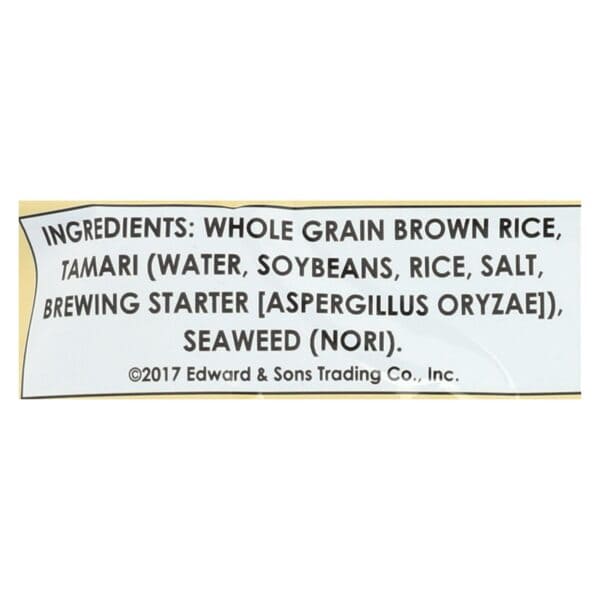 Edward and Sons Brown Rice Snaps - Tamari Seaweed - Case of 12 - 3.5 oz. - Image 3