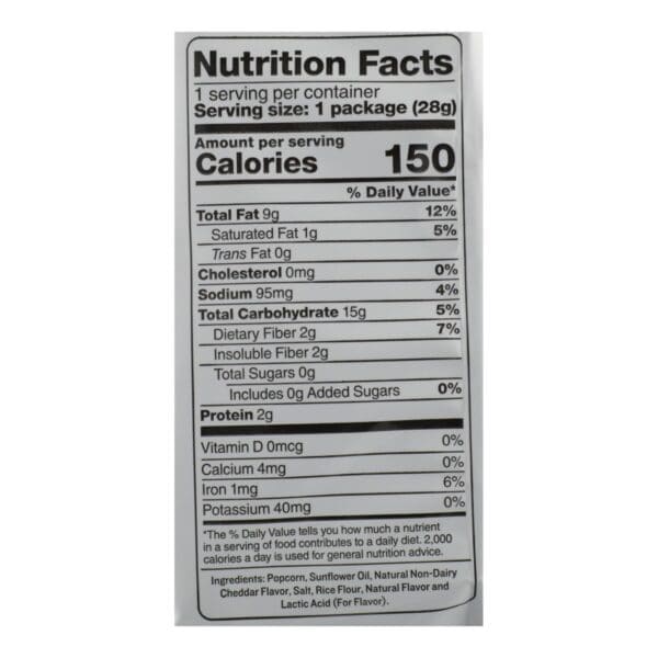 Skinnypop Popcorn Skinny Snack Flavored Popcorn White Cheddar - Case of 12 - 1 OZ - Image 2