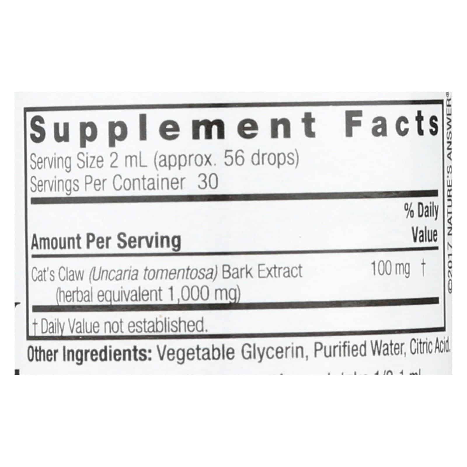 Nature's Answer - Cat's Claw Inner Bark Alcohol Free - 2 fl oz - Image 2