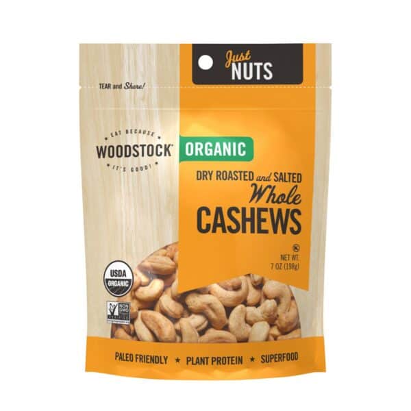 Woodstock Organic Whole Cashews, Dry Roasted and Salted - Case of 8 - 7 OZ - Image 3