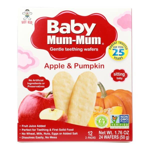 Baby Mum Mum Baby Teething Rice Rusk Apple And Pumpkin Flavored Rice Snack  - Case of 6 - 1.76 OZ - Image 2