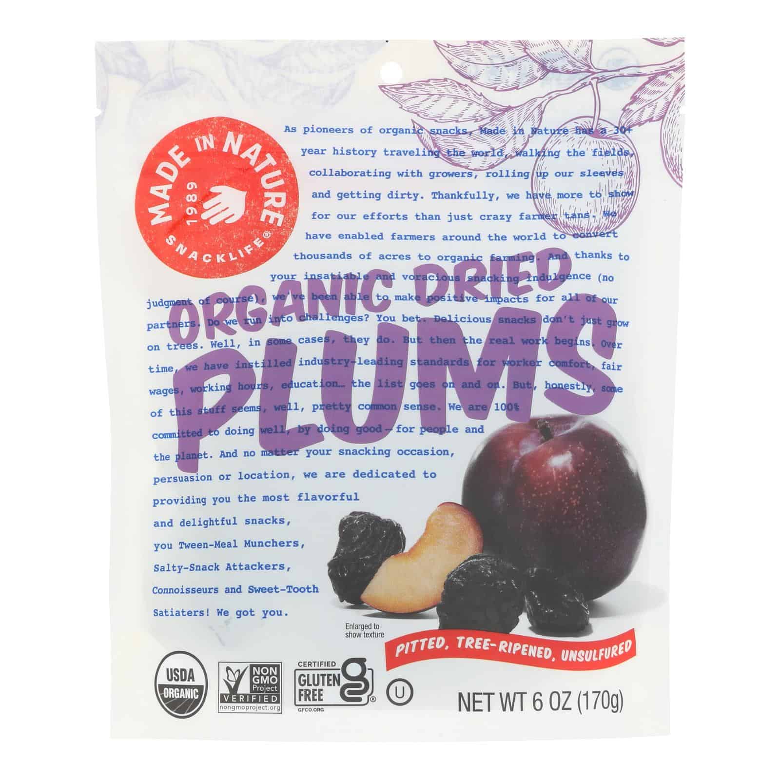 Made In Nature Plums Organic Dried Fruit - Case of 6 - 6 OZ - Image 3