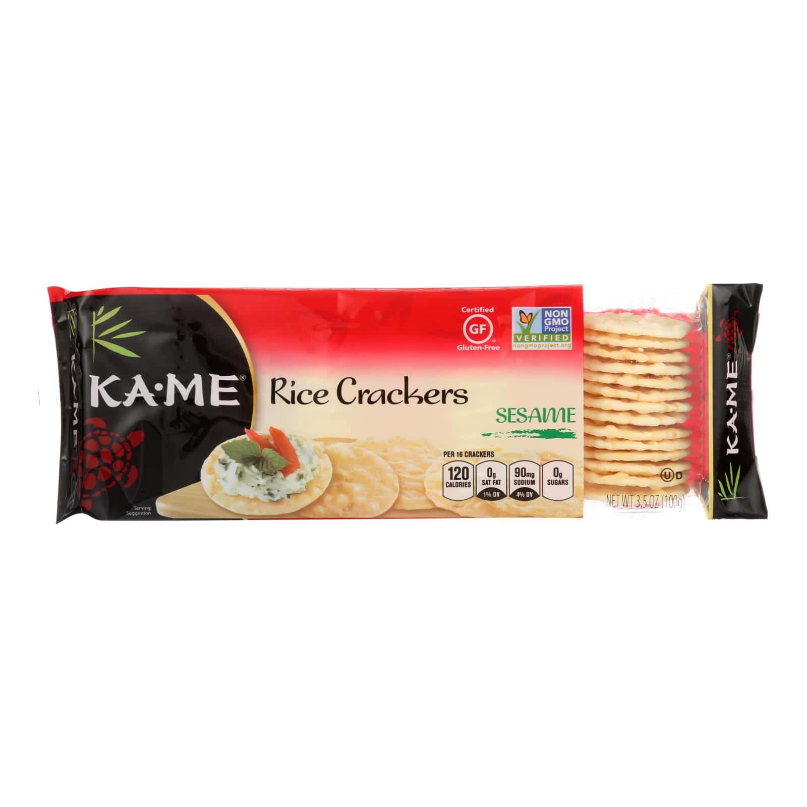 Ka'Me Rice Crackers - Sesame - Case of 12 - 3.5 oz. - Image 3