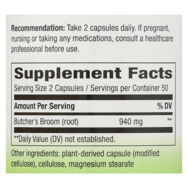 Nature's Way - Butcher's Broom - 100 Capsules - Image 2