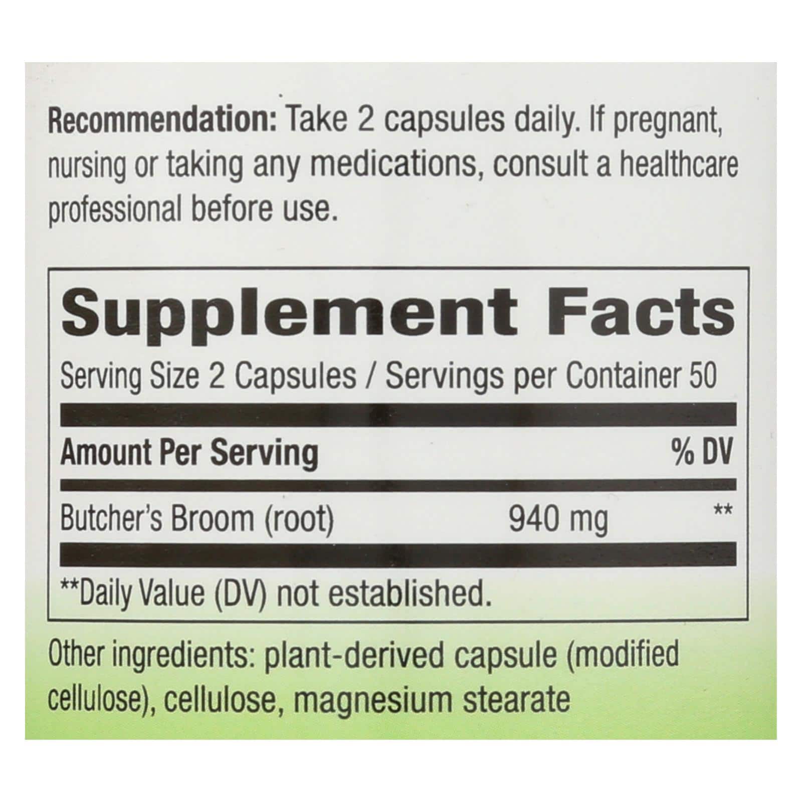 Nature's Way - Butcher's Broom - 100 Capsules - Image 2