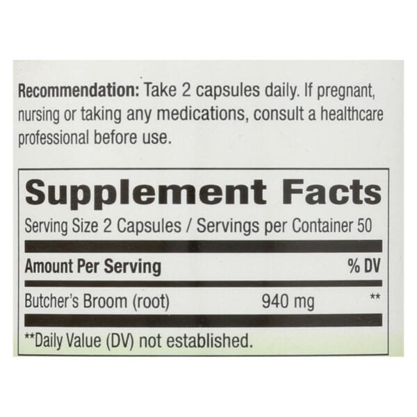 Nature's Way - Butcher's Broom - 100 Capsules - Image 3