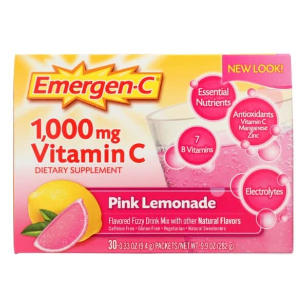 Alacer - Emergen-C Vitamin C Fizzy Drink Mix Pink Lemonade - 1000 mg - 30 Packets - Image 2