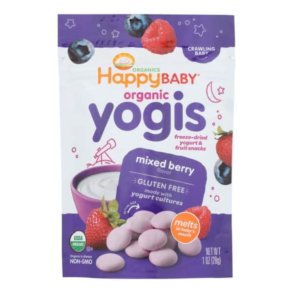 Happy Baby Happy Yogis Organic Superfoods Yogurt and Fruit Snacks Mixed Berry - 1 oz - Case of 8