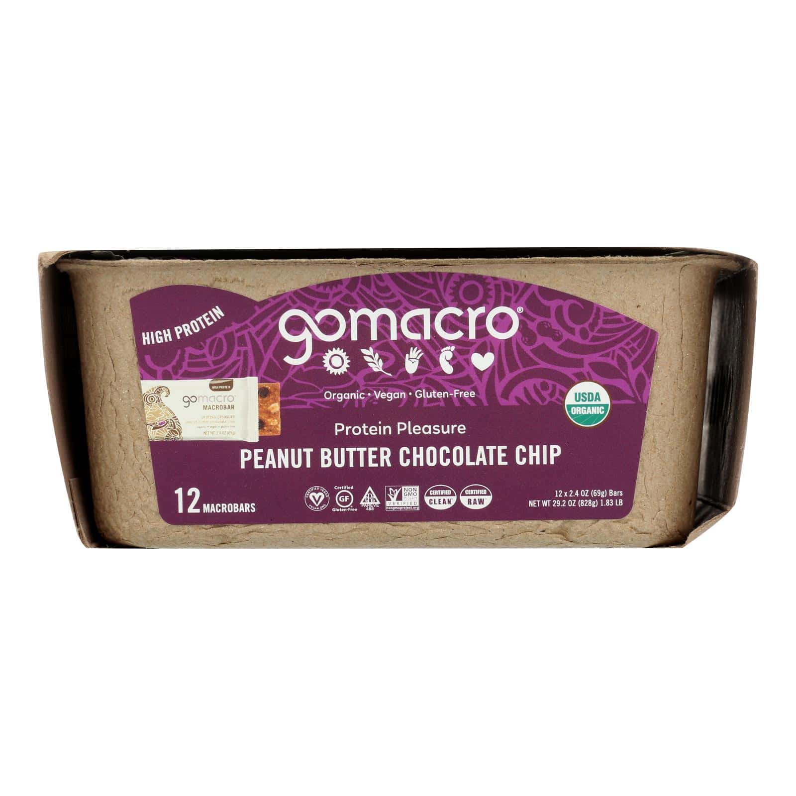 GoMacro Organic Macrobar - Peanut Butter Chocolate Chip - 2.5 oz Bars - Case of 12 - Image 3