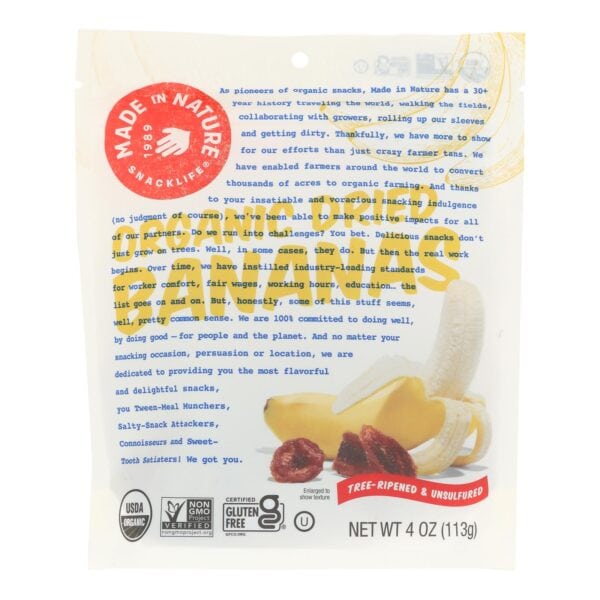 Made In Nature Bananas - Organic - Dried - Case of 6 - 4 oz - Image 2