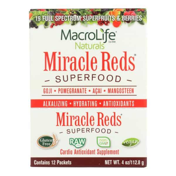 MacroLife Naturals Miracle Reds Antioxidant Super Food - 12 Packets of .33 oz